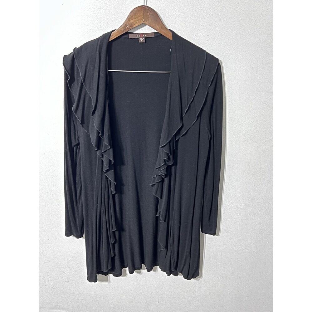 Y2K Black Goth Fairy Ruffle frilly Cardigan Large Whimsigoth Fairygrunge Soft - Picture 4 of 14